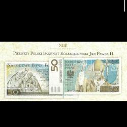 Polonya 50 zloti 2006 Çil / UNC Papa 2. John Paul Hatıra banknot, özel föyünde