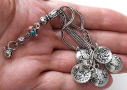 OSMANLI DÖNEMİ ANTİK MUHTEŞEM GÜMÜŞ MÜTHİŞ MOTİF İŞLEMELİ SARAYSAL TESPİH PÜSKÜLÜ 2BB1VV1R PEK ÇIKMAZ