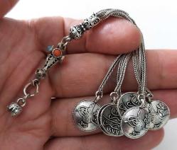 OSMANLI DÖNEMİ ANTİK MUHTEŞEM GÜMÜŞ MÜTHİŞ MOTİF İŞLEMELİ SARAYSAL TESPİH PÜSKÜLÜ 2BB1VV1R PEK ÇIKMAZ