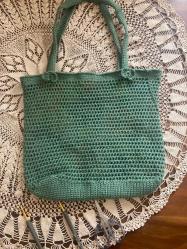 zeytin yeşili örgü çanta yeni