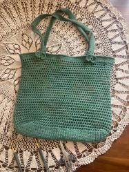 zeytin yeşili örgü çanta yeni