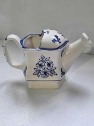 Nadir Delft Mavisi El Boyaması Porselen Sulama Kabı, Öpüşen Erkek ve Kız Çocuk Figürü 9x15 cm