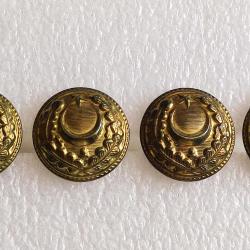 AY-YILDIZ ve ÇELENK MOTİFLİ ASKERİ ÜNİFORMA DÜĞMELERİ ( 4 Adet Eski - Büyük Boy )