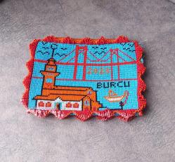 İSTANBUL  TEMALI İŞİ BONCUK ÖRME CÜZDAN. ÜZERİNDE 2023 BURCU YAZIYOR.  KONDİSYON YÜKSEK KOLEKSİYONLUK NADİR