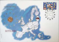 Letonya 1 Santims 2003, Damgalı Pullu Postadan Geçmiş Zarf
