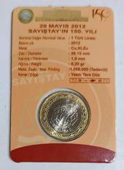 SAYIŞTAY'IN KURULUŞUNUN 150. YILI HATIRA PARASI 1 TÜRK LİRASI ÇİL KONDİSYONDA ÖZEL KARTON KİTİNDE