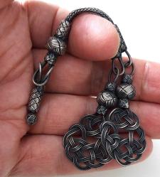 OSMANLI DÖNEMİ ANTİK MUHTEŞEM GÜMÜŞ SARAYSAL KAZAZ ÖRGÜLÜ TESPİH PÜSKÜLÜ 2Ş1VVV1 PEK ÇIKMAZ