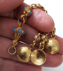 OSMANLI DÖNEMİ ANTİK MUHTEŞEM GÜMÜŞ ÜSTÜ ALTIN KAPLAMA MÜTHİŞ MOTİF İŞLEMELİ SARAYSAL TESPİH PÜSKÜLÜ 4AA1A1R1 PEK ÇIKMAZ