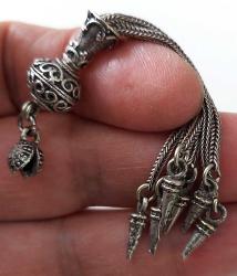 OSMANLI DÖNEMİ ANTİK MUHTEŞEM GÜMÜŞ MÜTHİŞ MOTİF İŞLEMELİ SARAYSAL TESPİH PÜSKÜLÜ 2EE1AA1 PEK ÇIKMAZ