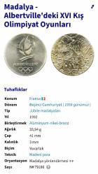 Albertville92, Fransa Hatıra Madalyası 1992 Kış Olimpiyat Oyunları..