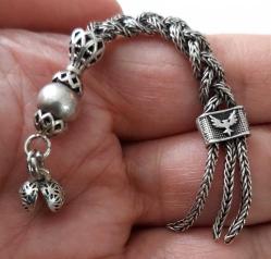 OSMANLI DÖNEMİ ANTİK MUHTEŞEM GÜMÜŞ MÜTHİŞ MOTİF İŞLEMELİ SARAYSAL TESPİH PÜSKÜLÜ XXX2QQ3 PEK ÇIKMAZ