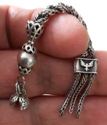 OSMANLI DÖNEMİ ANTİK MUHTEŞEM GÜMÜŞ MÜTHİŞ MOTİF İŞLEMELİ SARAYSAL TESPİH PÜSKÜLÜ XXX2QQ3 PEK ÇIKMAZ