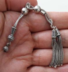 OSMANLI DÖNEMİ ANTİK MUHTEŞEM GÜMÜŞ MÜTHİŞ MOTİF İŞLEMELİ SARAYSAL TESPİH PÜSKÜLÜ ZZZ2Q1R PEK ÇIKMAZ