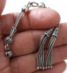 OSMANLI DÖNEMİ ANTİK MUHTEŞEM GÜMÜŞ MÜTHİŞ MOTİF İŞLEMELİ SARAYSAL TESPİH PÜSKÜLÜ ZZZ2Q1R PEK ÇIKMAZ