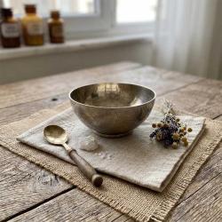 Dönem Ürünü Kalem İşi Motifli Pirinç Şifa Kasesi