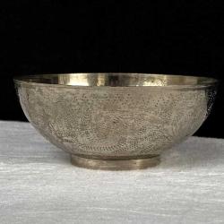 Dönem Ürünü Kalem İşi Motifli Pirinç Şifa Kasesi