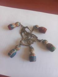 Ahşap mini Küçük, el boyaması Matruşka bebek anahtarlık  lotu nadir