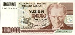7.EMİSYON 100 BİN TÜRK LİRASI ÇİL