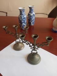 Gümüş renkli Vintage mini metal şamdan, küçük Art Nouveau mumluk, 1960'lar çay sehpası mumluğu, ev dekorasyonu, 3 kollu vintage 2 adet şamdan