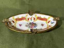 18,5 cm 11 cm ölçülerinde limoges pirinç geçmeli porselen küllük