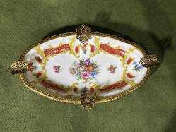 18,5 cm 11 cm ölçülerinde limoges pirinç geçmeli porselen küllük