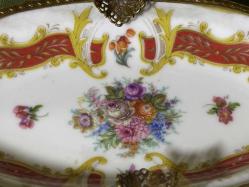 18,5 cm 11 cm ölçülerinde limoges pirinç geçmeli porselen küllük