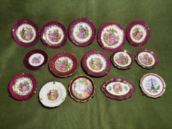 5 cm 7 cm arası çap ölçülerinde limoges minik dekor tabakları - 15 adet