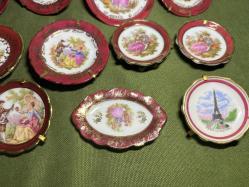 5 cm 7 cm arası çap ölçülerinde limoges minik dekor tabakları - 15 adet