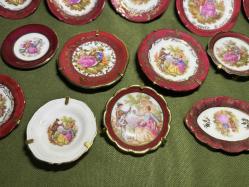 5 cm 7 cm arası çap ölçülerinde limoges minik dekor tabakları - 15 adet