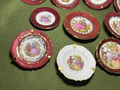 5 cm 7 cm arası çap ölçülerinde limoges minik dekor tabakları - 15 adet