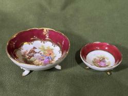 7,5 cm ve 5 cm çaplarında limoges minik dekor tabakları - 2 adet