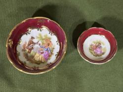 7,5 cm ve 5 cm çaplarında limoges minik dekor tabakları - 2 adet