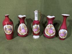 9,5 cm ve 12 cm arası ölçülerde  limoges minik vazolar - 5 adet