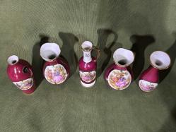 9,5 cm ve 12 cm arası ölçülerde  limoges minik vazolar - 5 adet