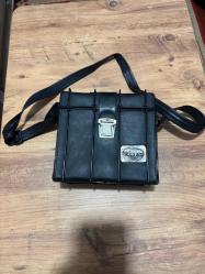 Vintage Calypso Tasarım Kafesli Deri Omuz Çantası Calypso (Özel Tasarım Serisi) Retro, Endüstriyel, Alternatif Giyim