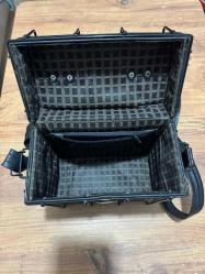 Vintage Calypso Tasarım Kafesli Deri Omuz Çantası Calypso (Özel Tasarım Serisi) Retro, Endüstriyel, Alternatif Giyim