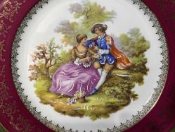 limoges el boyama porselen dekor duvar tabağı 25,5 cm çapında