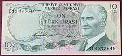 Türkiye Cumhuriyeti 6. Emisyon 1 Tertip 10 Lira B13 375649 ÇİL