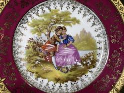 limoges el boyama porselen dekor duvar tabağı 16 cm çapında