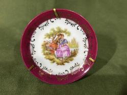 limoges el boyama porselen dekor duvar tabağı 8,5 cm çapında