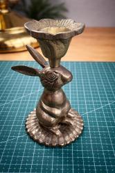 Vintage Pirinç Tavşan Figürlü Şamdan / Mumluk – Dekoratif & Koleksiyonluk