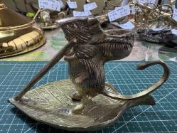 Vintage Pirinç Fare Figürlü Şamdan / Mumluk – Dekoratif & Koleksiyonluk