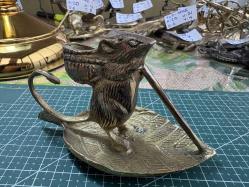 Vintage Pirinç Fare Figürlü Şamdan / Mumluk – Dekoratif & Koleksiyonluk