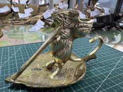 Vintage Pirinç Fare Figürlü Şamdan / Mumluk – Dekoratif & Koleksiyonluk