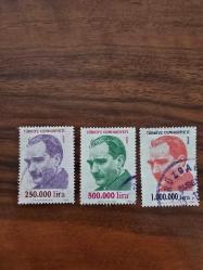 1999 Atatürk Portreli Sürekli Posta Pulları (3'lü Lot)