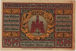 *** ALMANYA 75 PFENNİG 1921 NOTGELD-KREUZBURG-YUKARI SİLEZYA. ÇİL(-)