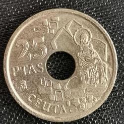 İSPANYA  1998     25   PESETAS   HATIRA  CEUTA