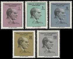 1965 ATATÜRK PORTRELİ SÜREKLİ POSTA PULLARI TAM SERİ MNH