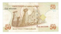 8.Emisyon 1.Tertip 50 Yeni Türk Lirası (50 YTL) Seri E21 - ÇT+ TCK10219
