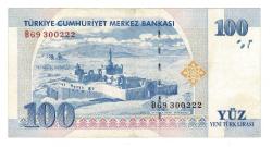 8.Emisyon 1.Tertip 100 Yeni Türk Lirası (100 YTL) Seri B69...222 - ÇÇT  TCK10227
